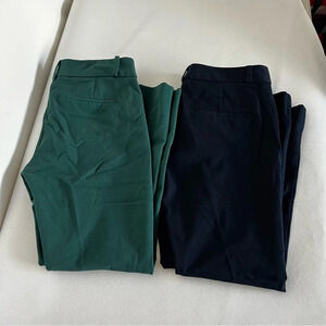 Lot of two Trouser Pants Size 0 Petite J.Crew & Banana Republic Teal & Navy Blue